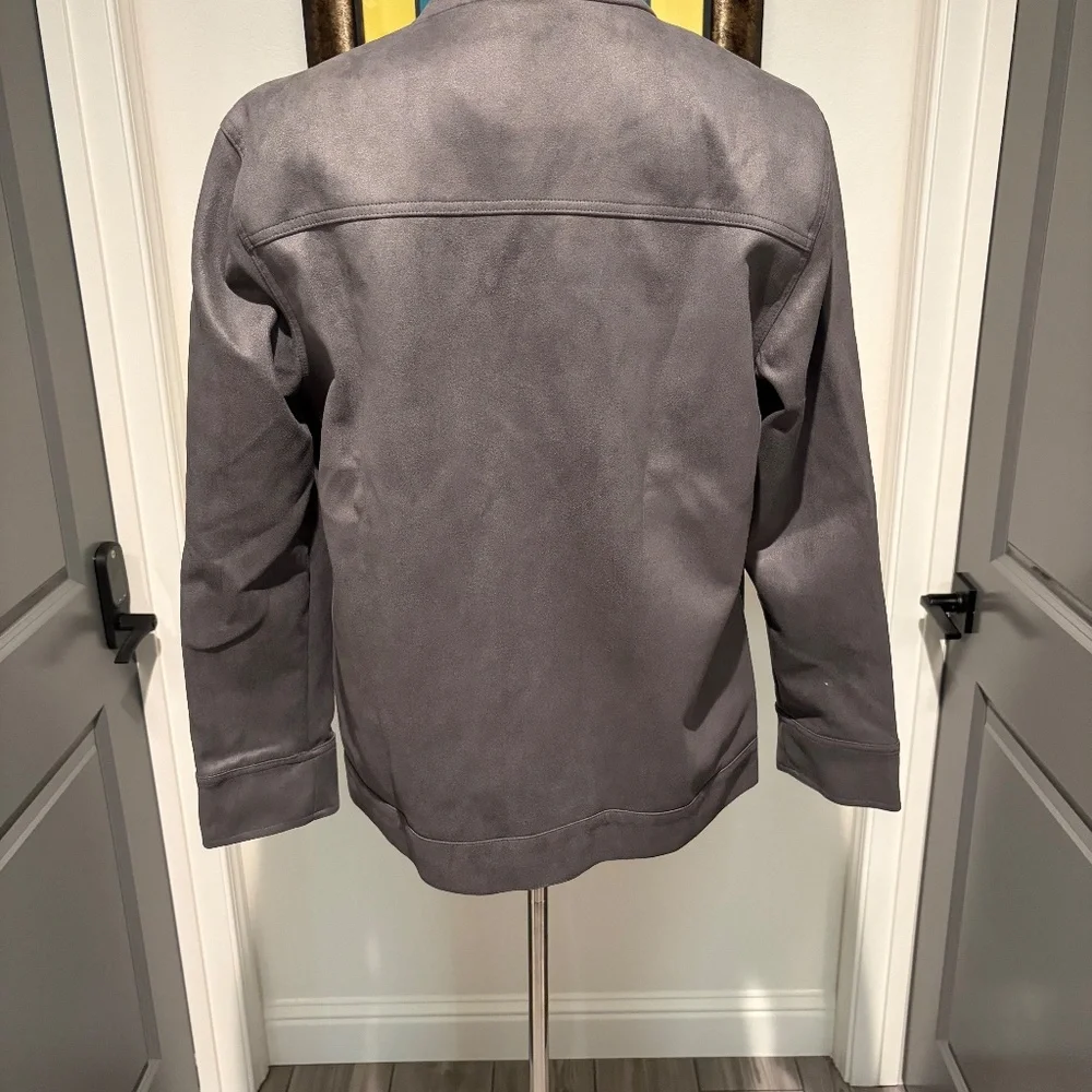 Mens Trucker Jacket in Super Soft Suede Grey Size Large NWT - Picture 3 of 4